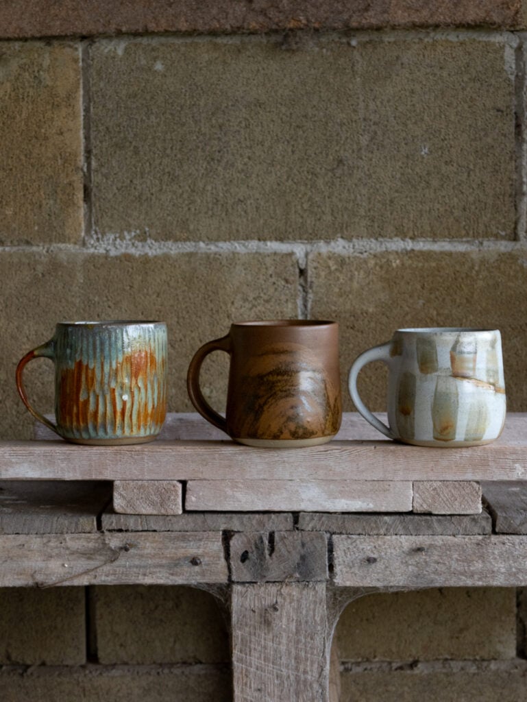 Trio of handmade mugs, rustic style by Gellibrand Pottery