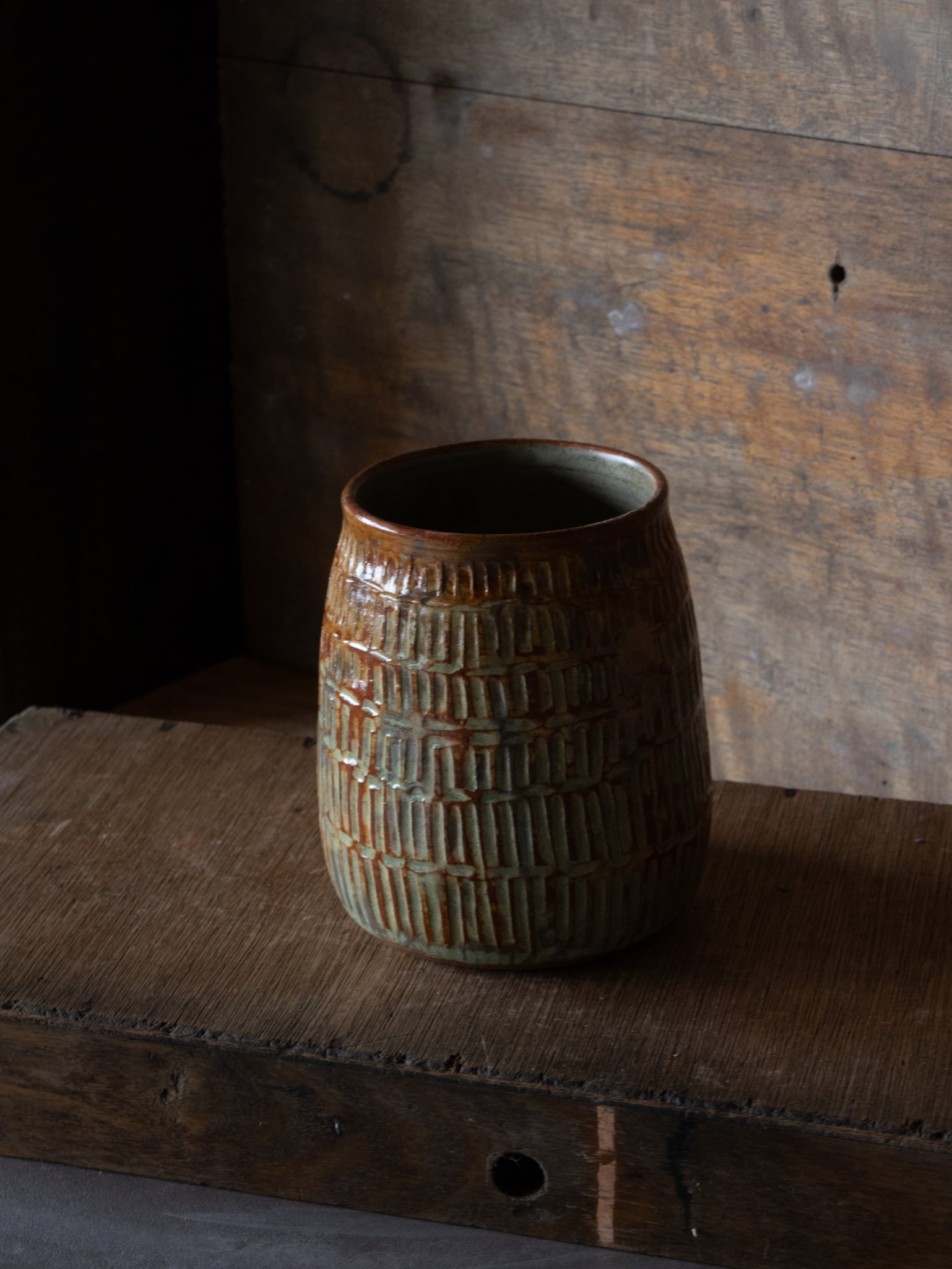 Red Rock Vase. Carved and textured for earthy vibe.