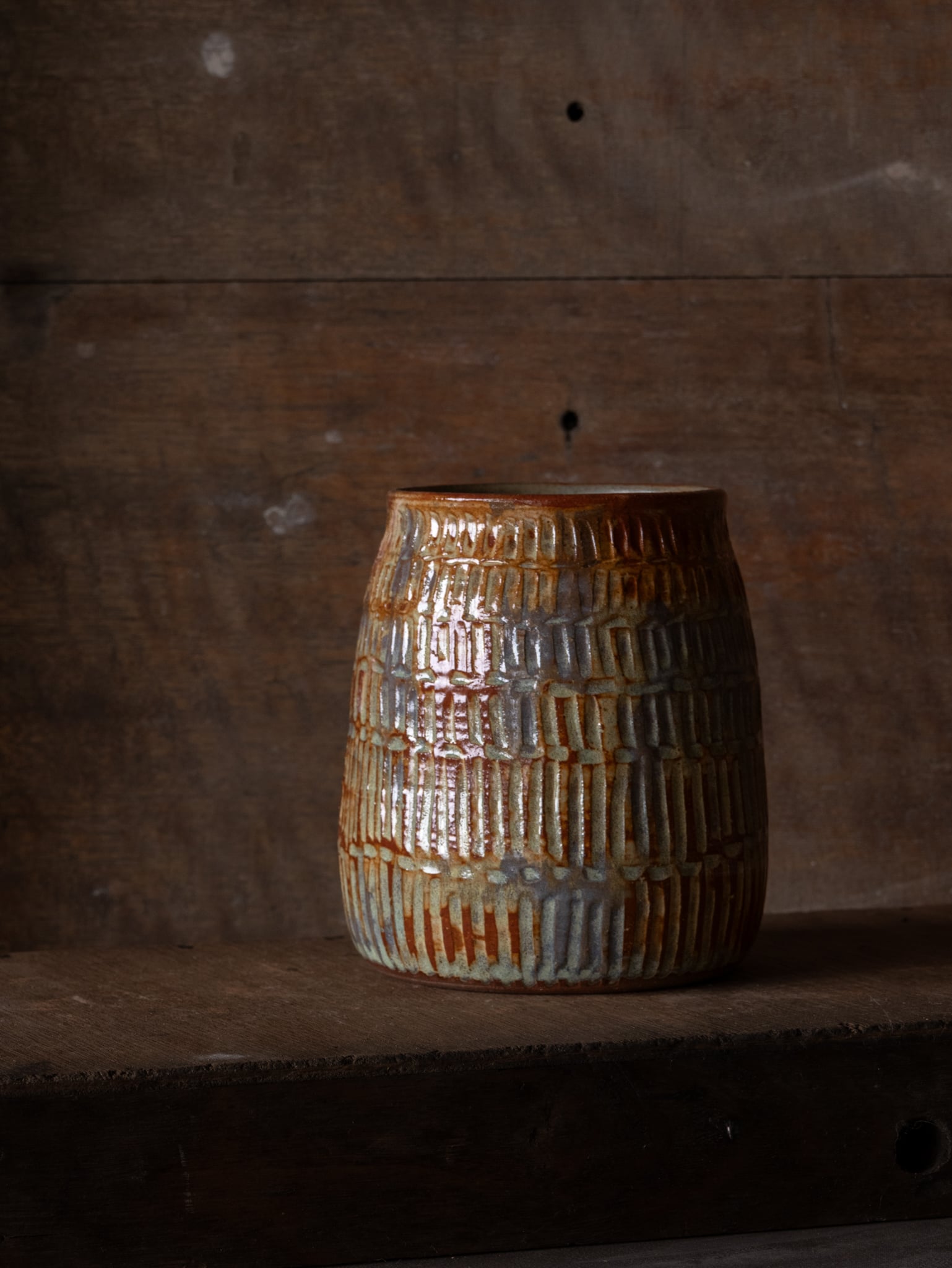 Red Rock Vase.  Carved and textured for earthy vibe.