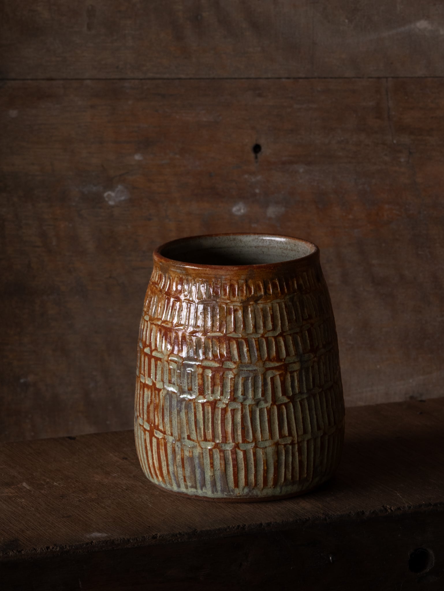 Red Rock Vase. Carved and textured for earthy vibe.